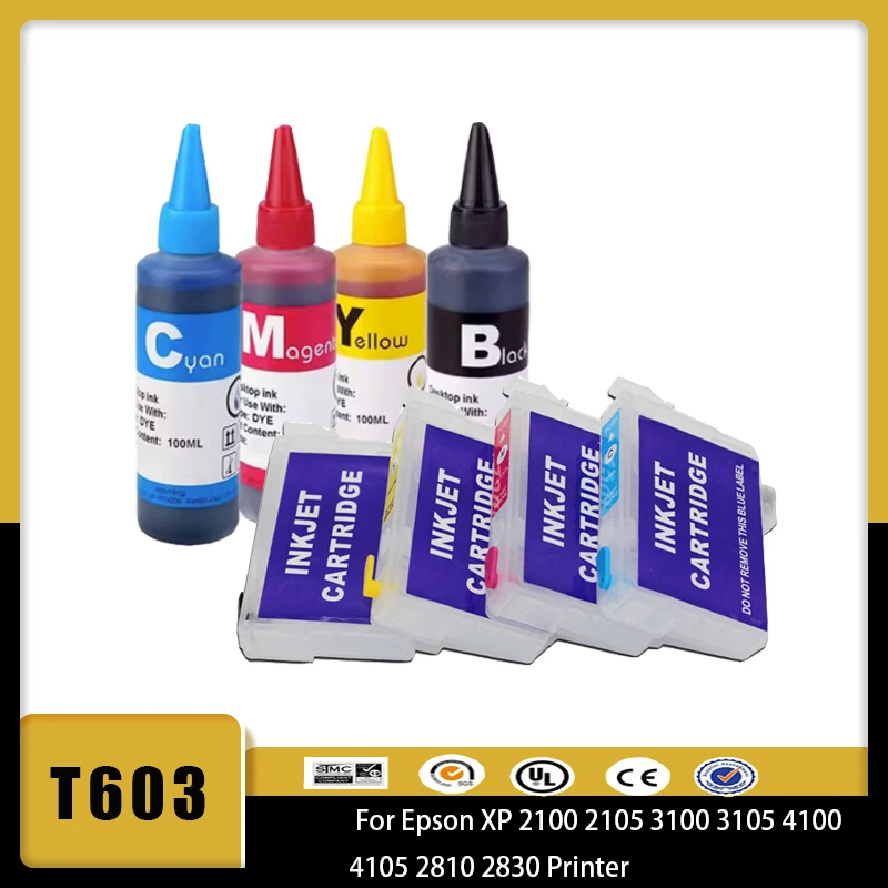 

Vilaxh EU 603XL Refill Ink Cartridge For Epson WF-2810 WF-2830 WF-2835 WF-2850 XP-2100 XP-3100 XP-4100 XP-4105 XP-2105 XP-3105