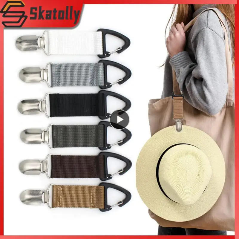 

Black Travel Clip Portable Solid Straw Cap Clip Small Tough Hiking Supplies White Hat Clip Simple Installation Bag Clip Canvas