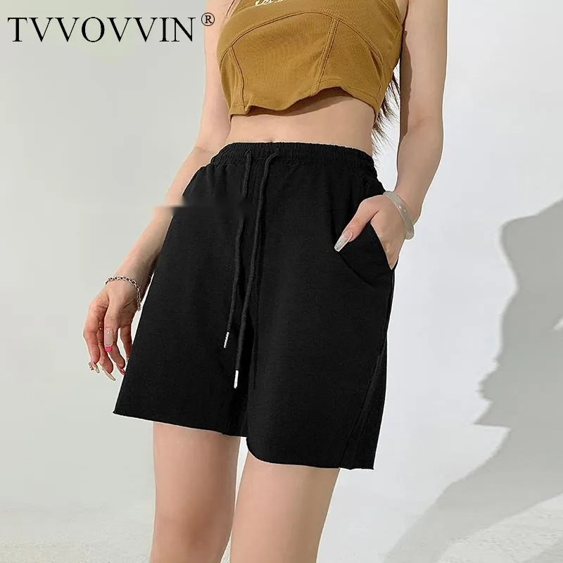 

TVVOVVIN Loose Straight Leg Sports Shorts Women's 2023 Summer High Waist Elastic Elastic Waist Wide Leg Casual Shorts XN85
