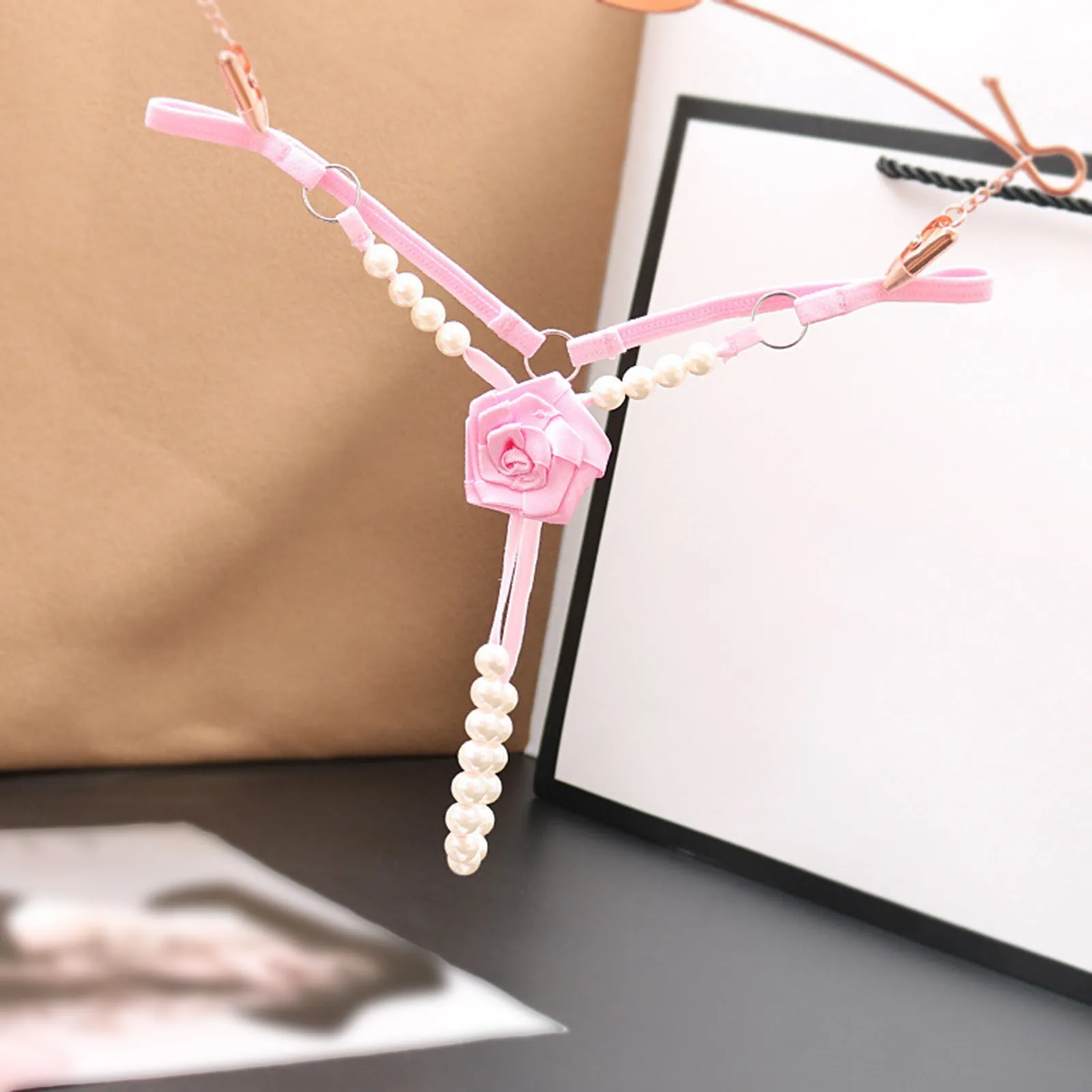 Женские трусики с высокой талией сексуальные сетчатые бахромой и жемчугом