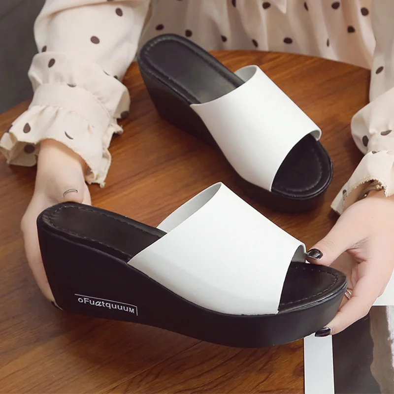 

Ladies Slippers Women's New Comfortable Wedge Fish Mouth Thick Bottom Sandal Flip Flops Women Womens Shoes Beach Slippers