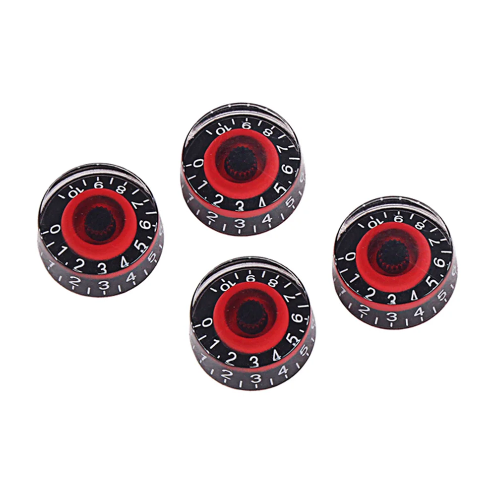 

4pcs GD17A Acrylic Effect Pedal Control Amplifier Knobs for Electric Guitar Bass (Black and Red)