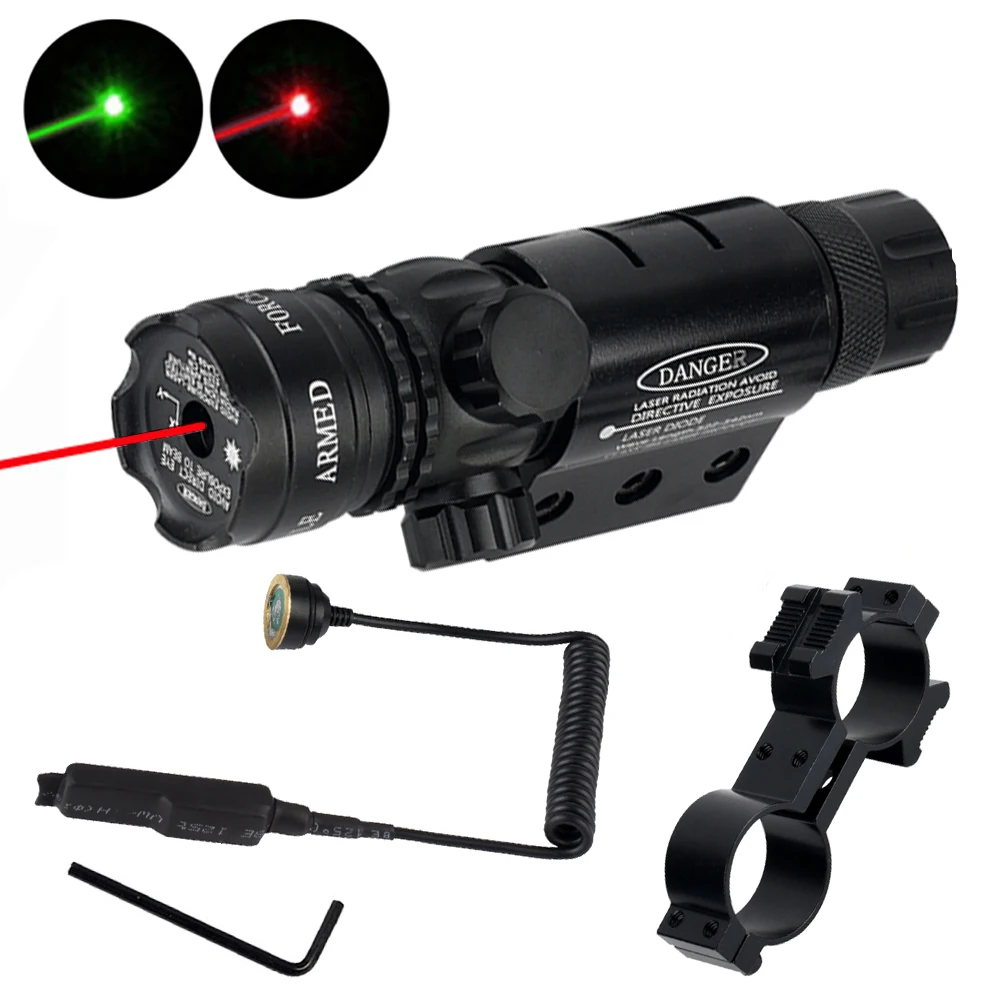 

Tactical Hunting Green Laser Dot Sight Adjustable 532nm Red Laser Pointer Rifle Gun Scope Rail Barrel Pressure Switch Mount