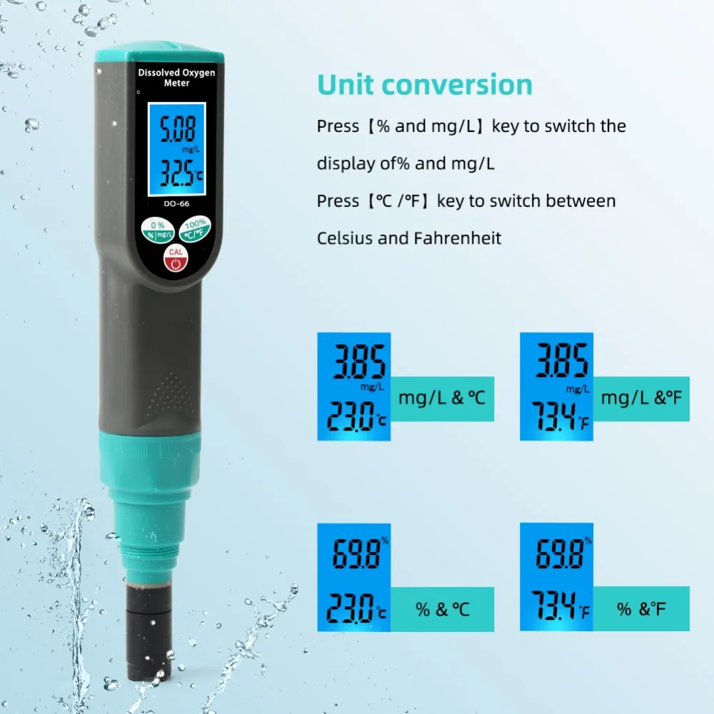 Do-66 Pen Type Dissolved Oxygen Analyzer Detector Measurement Range 0 ~16.50mg/l For Aquariums, Swimming Pools, Fish Tank
