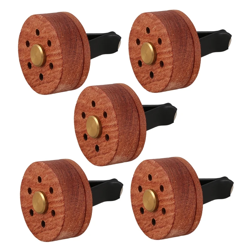 

5X Essential Oil Diffuser For Car With Vent Clip, Wooden Stainless Steel Lava Stone Aromatherapy Diffuser Locket Mini