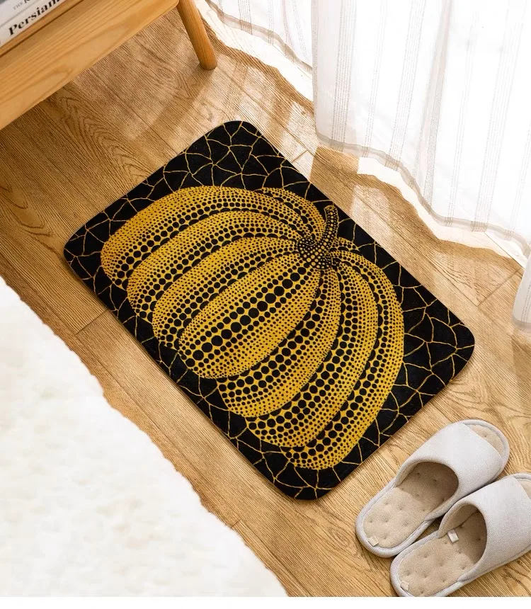 

Japanese hot style thickened bathroom floor mat wave point pumpkin absorbent non-slip floor mat bedroom plush carpet