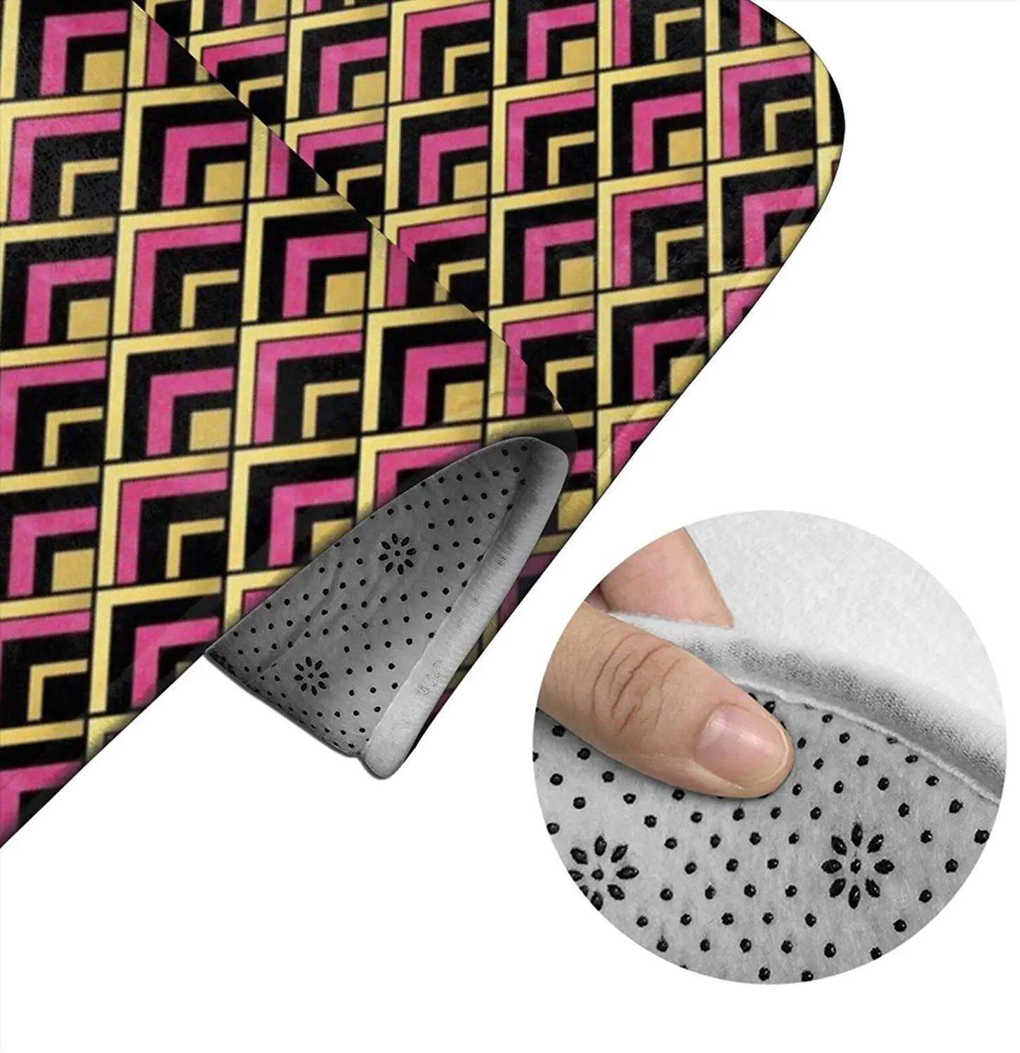 

Pink and Gold Art Deco D Bathroom Mat Sets 3 Piece Set Rugs Memory Foam Mat Set Toilet Seat Cover bath Mat Lid Cover