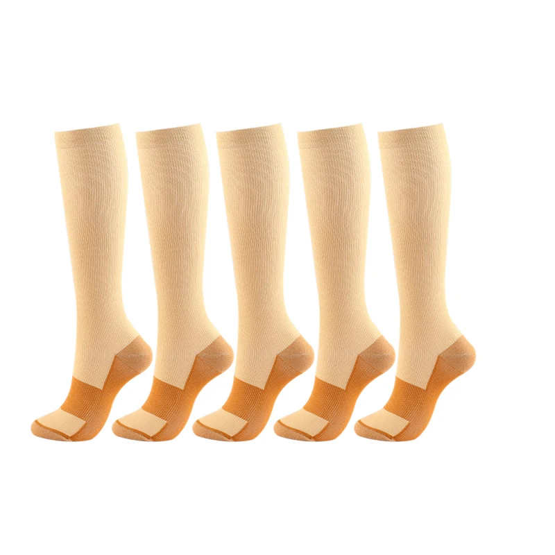 Copper Infused Fiber Medical Compression Anti-bacterial Socks High Tube Non Slip Nylon Elastic Unisex for Men Women