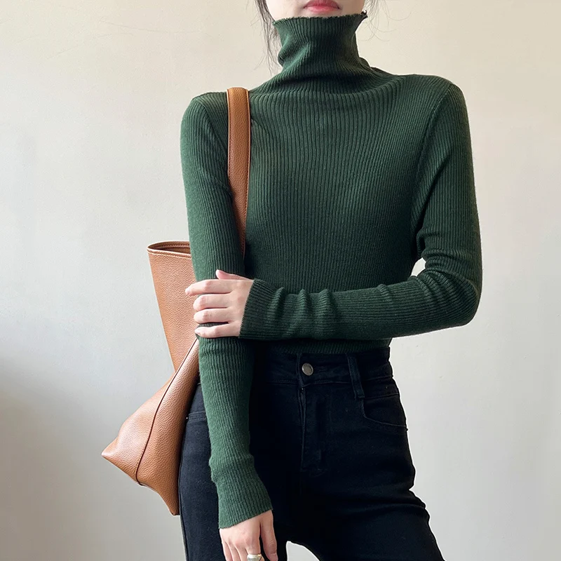 

2022 Winter New Women's High Neck Knitwear Slim Long Sleeve Undercoat