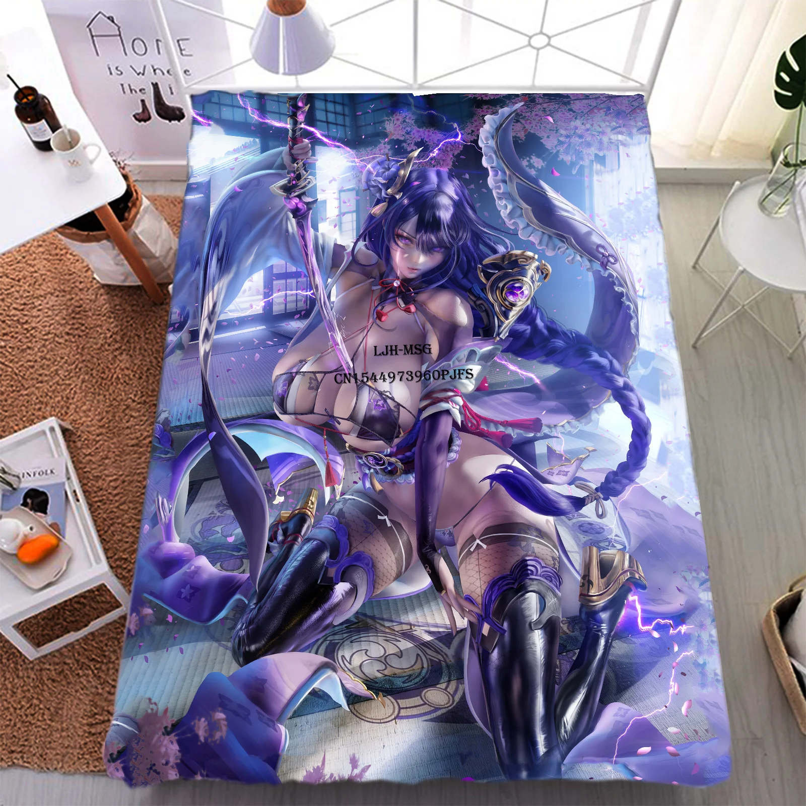

Genshin Impact Blanket Anime Sheets Manga Poster Hentai Anime Comic Throws Sexy Girl Cartoon Blanket HD Printing Comic Bedding