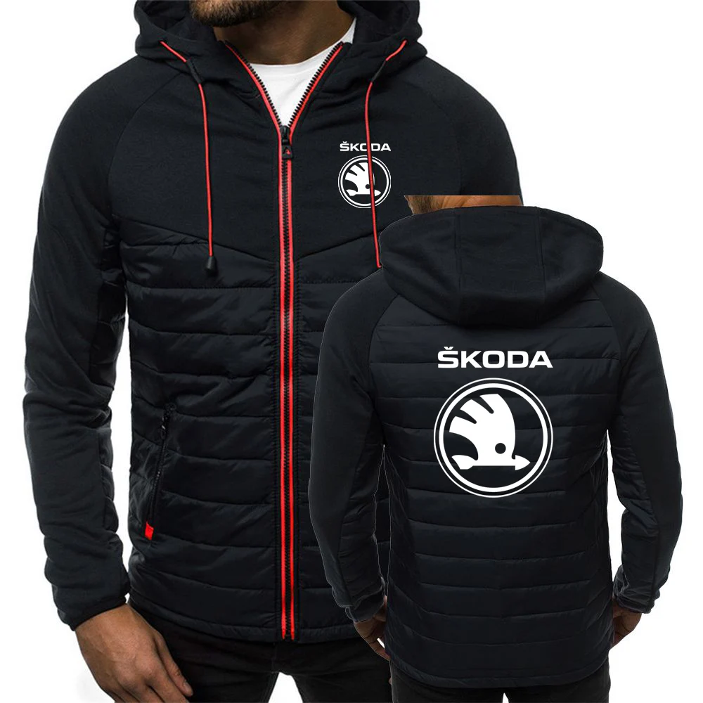 

Новинка 2022, мужская толстовка с логотипом Skoda Car на весну и осень, удобная утепленная флисовая куртка с капюшоном и пэчворком на молнии