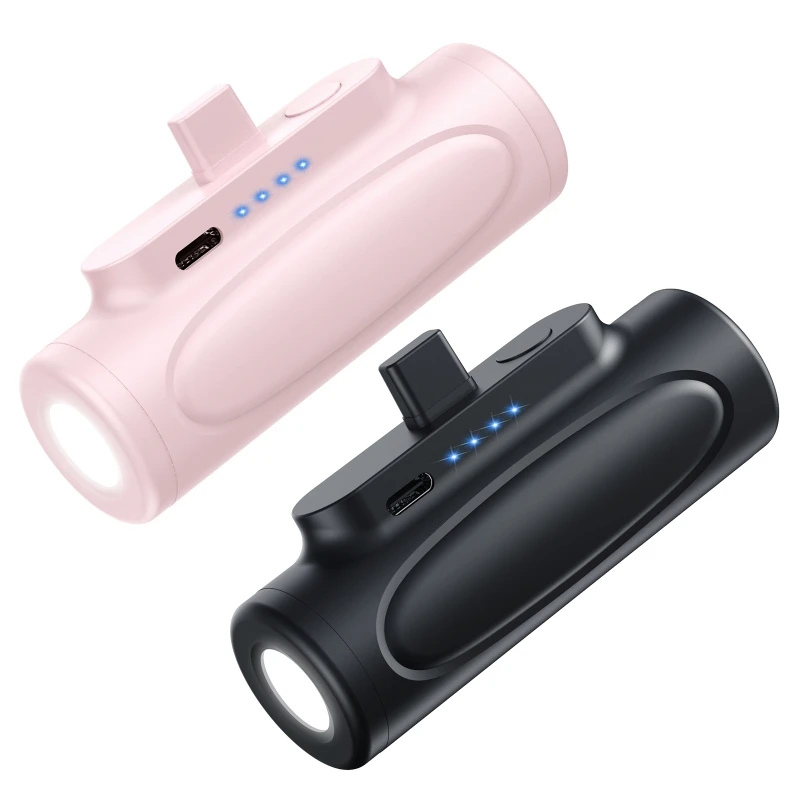 

Mini 5000mAh Pocket Power Bank with LED Flashlight Pocket Double Interface Fast Charging Portable External Battery