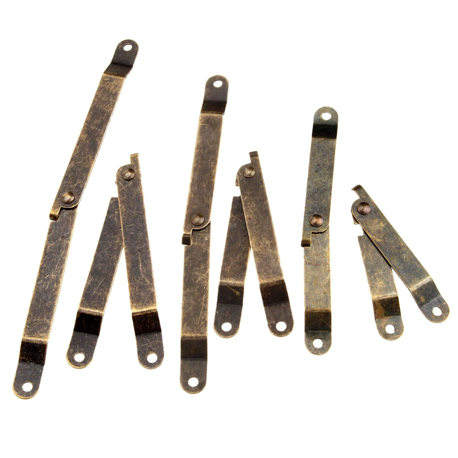 

2pcs Lid Support Hinges Stay Antique Bronze Iron Box Display Furniture Accessories Cabinet Cupboard 112mm/145mm/172mm Lid Stays