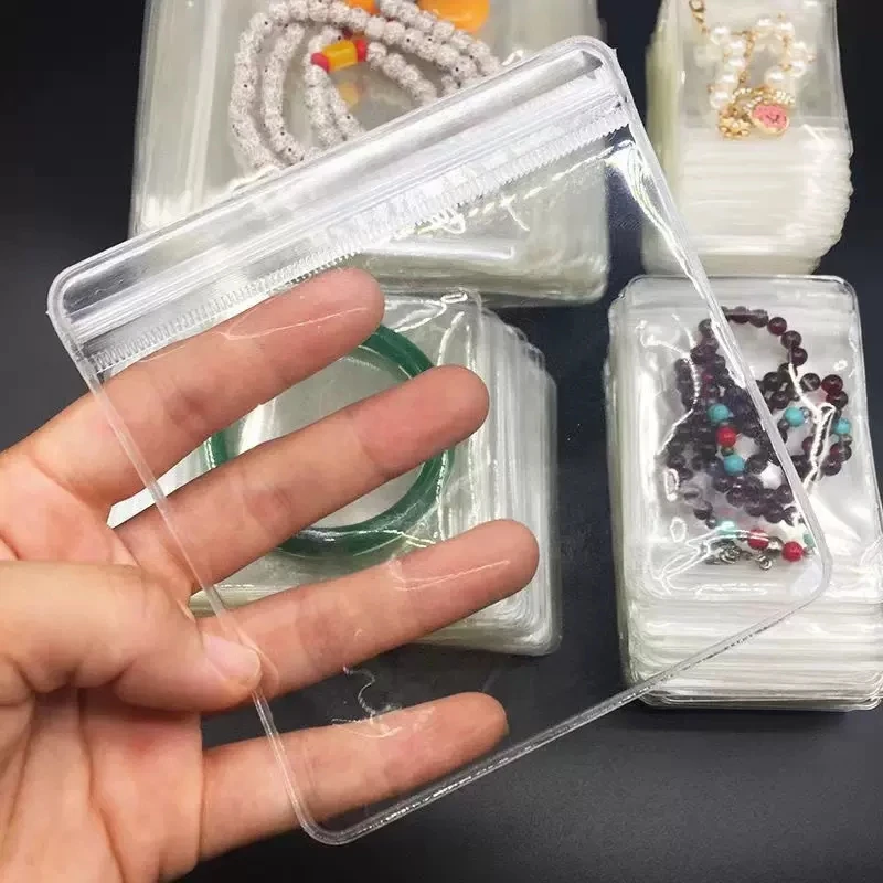 50Pcs Transparent PVC Jewelry Organizer Box Package Bags Anti-Oxidation Bag Earring Necklace Storage Holder Self Sealing Pouch