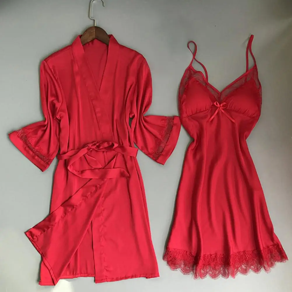 Новинка комплект из двух предметов атласная Шелковая пижама для женщин