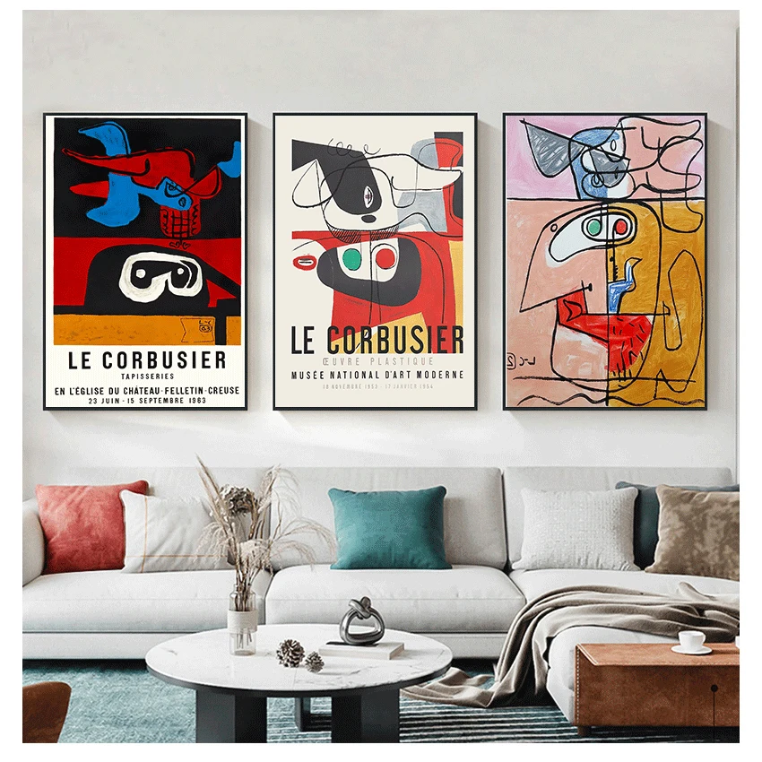 

Винтажная Абстрактная Картина на холсте, современный постер для выставки во французском стиле Le Corbusier
