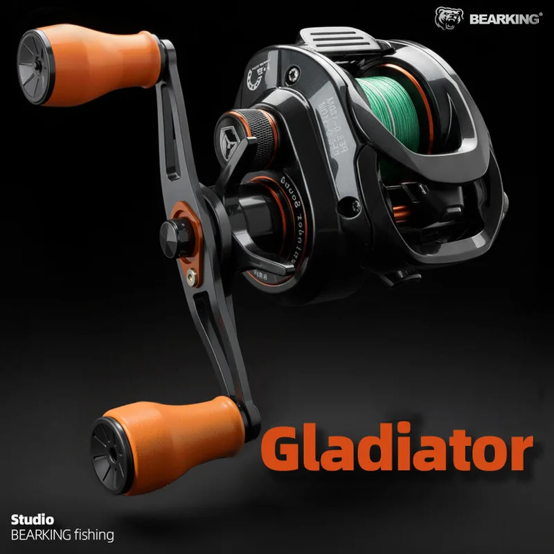 Фото Рыболовная катушка BEARKING Gladiator с латунным редуктором, мощным тормозом 15 кг, глубокой шпулей и черненой отделкой, для ловли на приманку. №1