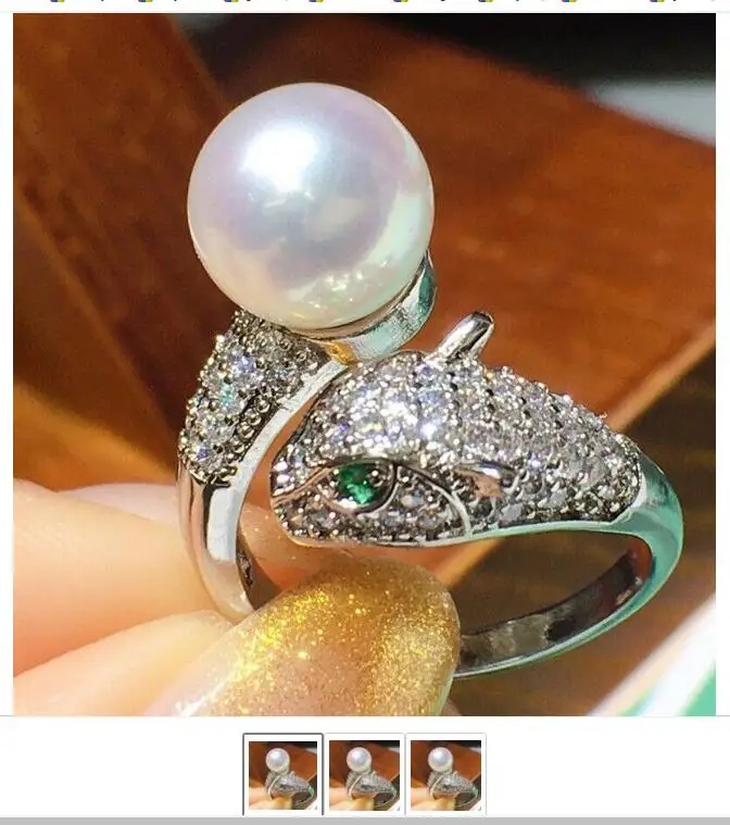 

Великолепное огромное кольцо AAAAA 10-11 мм с белым жемчугом ЮЖНОГО МОРЯ 925s