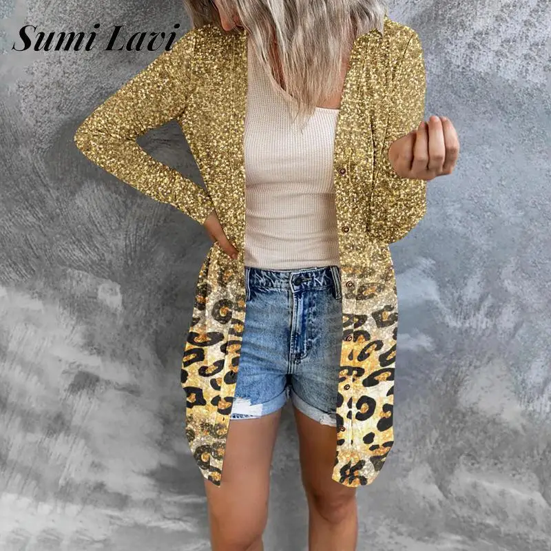 

Осенний Повседневный Свободный кардиган с длинным рукавом, уличная Женская куртка с принтом, Женская однобортная куртка ранней осени, женс...