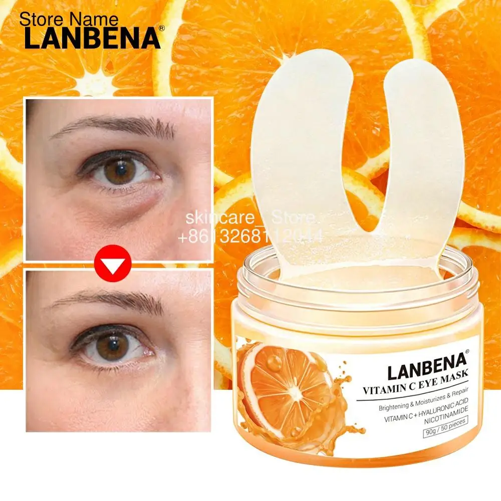 

LANBENA Vitamin C Eye Mask Eye Patches Serum Remove Eye Bag Eye Lines Improve Dark Circle Firming Brighten Lifting Repair 50PCS