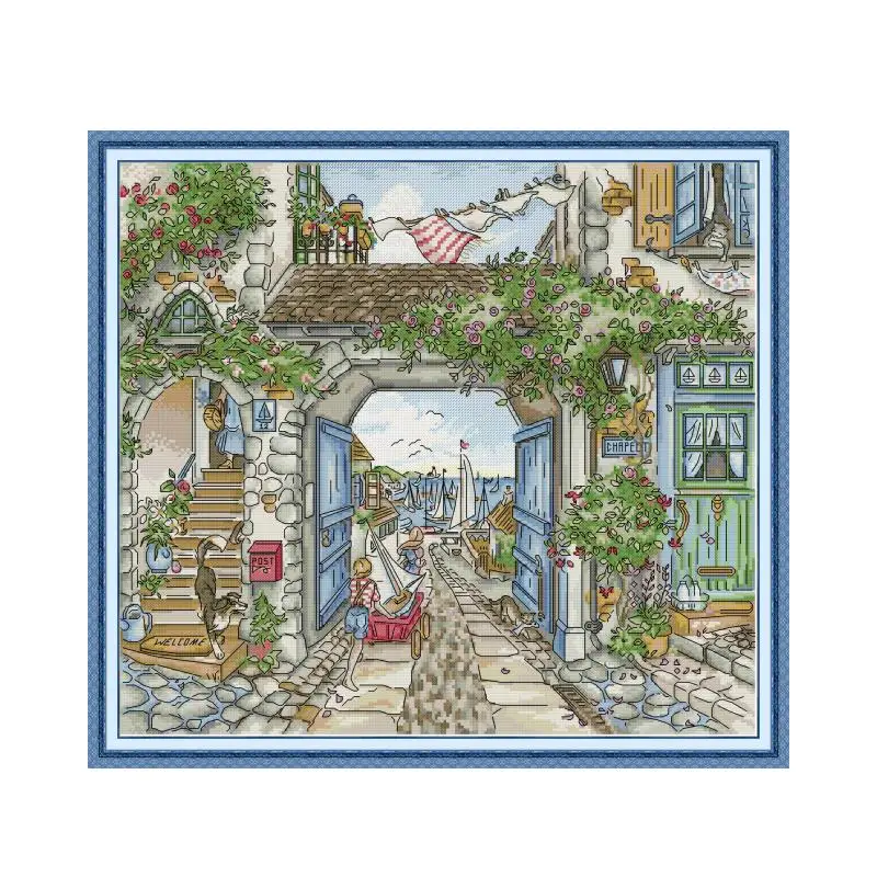 

The Harbor cross stitch kit counted white18ct 14ct 11ct printed embroidery DIY handmade needlework craft tool decor