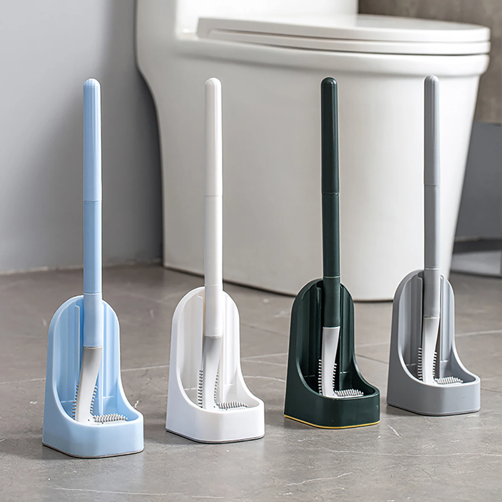 

Toilet Brush Wall Mounted & Base 360 Degrees Silicone Deep Cleaning Brush Detachable Toilet Sanitary Brush with Holder