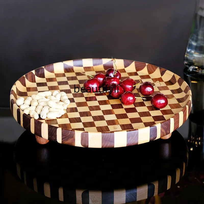 

yj Light Luxury Creative Solid Wood Dried Fruit Tray Nuts Candy Plate Living Room Coffee Table Storage Box