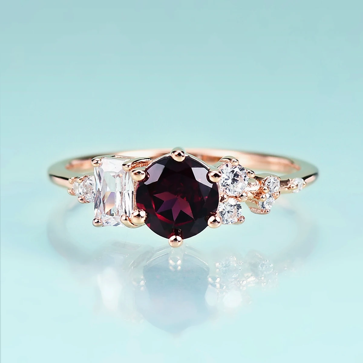

Gem's Beauty Кольца с натуральным родолитом, наполненные розовым золотом, стерлингового серебра 925 пробы, обручальное кольцо, ювелирные украшения для женщин