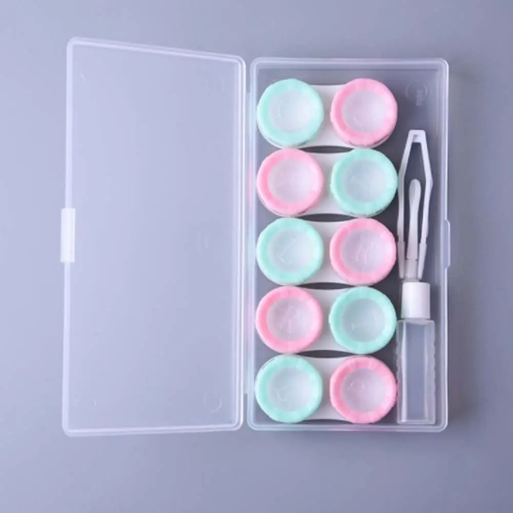 

Macaron Color Bottle Display Box Tweezers Rectangle 5 Pairs Lenses Box Contact Lens Case Transparent Contact Lens Box