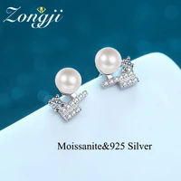 xdys925 silver earrings womens one word flawless freshwater pearl moissanite earrings wholesale 100 pass test moissanite