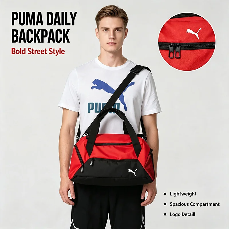 Рюкзак Puma Daily Red Black, школьный рюкзак с регулируемыми лямками, легкий, прочный, вместительный, повседневный, для путешествий, городской рюкзак (art.: 3920dc67d83b8) - 3920dc67d83b8