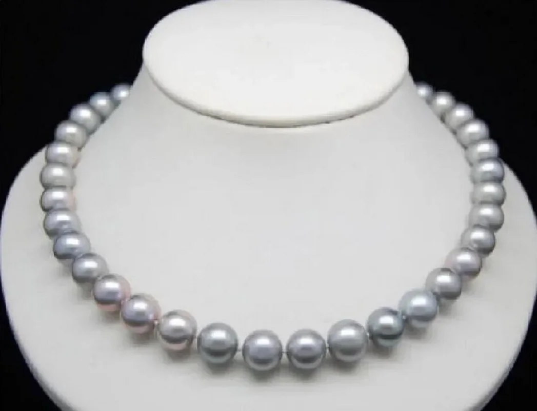 Красивое Ожерелье AAAA 9-10 мм настоящее серое ожерелье 14 к 16-36 дюймов индивидуальные