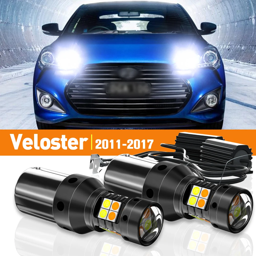 

2x LED Dual Mode Turn Signal+Daytime Running Light DRL For Hyundai Veloster 2011-2017 2012 2013 2014 2015 Accessories Canbus