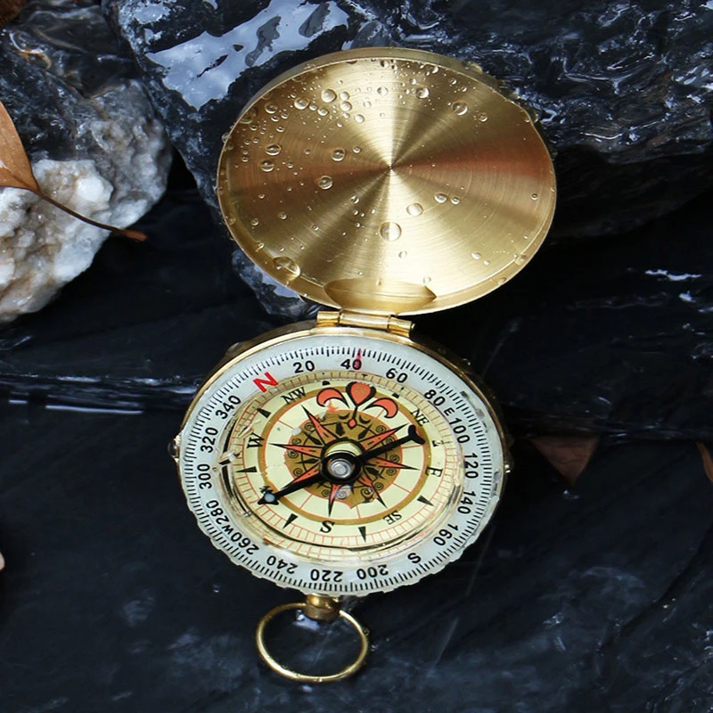 Высококачественный походный Карманный латунный Золотой Компас Портативный