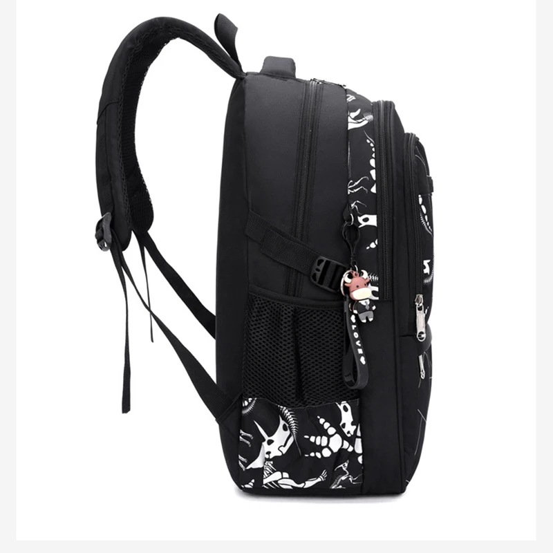 2022 Dinosaur Print Backpack Children School Bags Boys Teenagers Backpacks Kids Starry Sky Cartoon Rucksack Water Proof Black