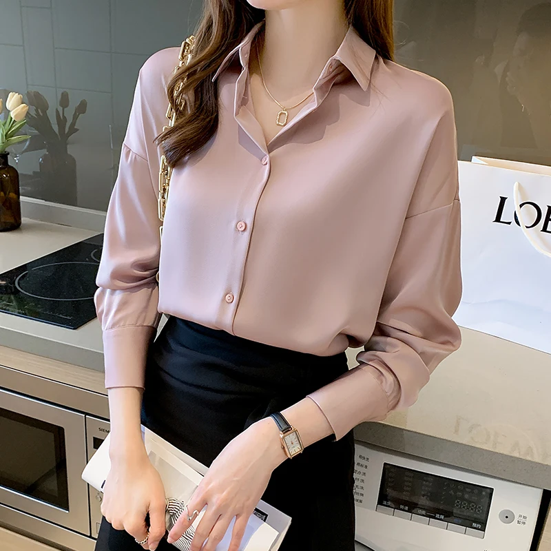 

Шифоновая женская блузка, свободная рубашка-поло, Модный летний топ с длинным рукавом, повседневная одежда с прострочкой, Houthion