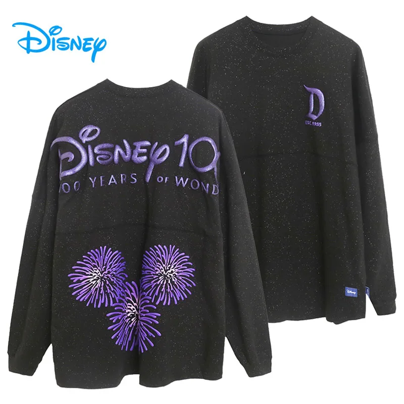 

Disney 100 Years of Wonder Celebration Sweatshirt Halloween Party Women O Neck Casual Loose Pullover Top Unisex Jumper Oversized