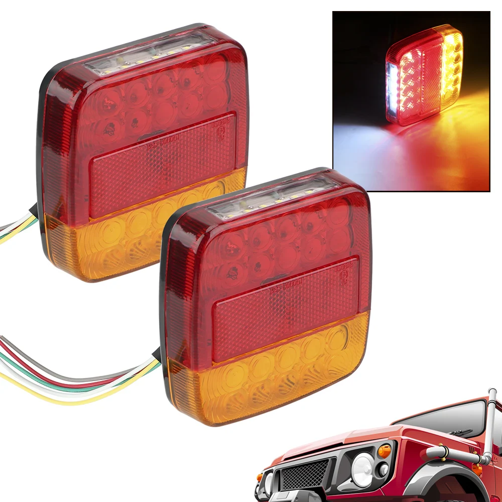 

1 Pair Number Plate Light Turn Signal Indicator 26 LEDs Tail Light Rear Reverse Brake Stop Lamp Trailer Truck Caravan Taillight