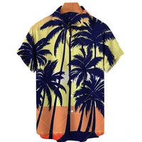 2022 summer hawaiian shirt men coconut tree shirt mens and womens breathable loose short sleeved top european size 5xl beach