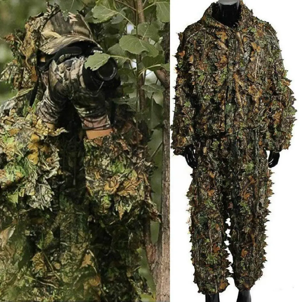 

Костюм гилли с 3d листьями, костюм снайпера, Военная Тактическая охотничья одежда, одежда для птиц, камуфляжный армейский костюм Y8b2