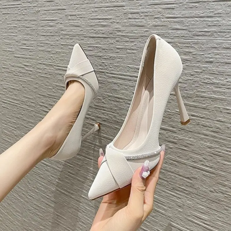 

Women Fashion Sweet Green Pu Leather Stiletto Heels for Office Lady Black Summer High Heel Shoes Zapatos cusp Fine with sexy 34