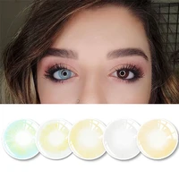 1pair color contact lenses with diopters 0 00 to 8 00 for 1 year use natural eye color lens blue graduated eye contacts