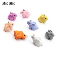 8pcs resin 3d animal rabbit charms jewelry handmade findings earrings necklace keychain pendant diy making accessories wholesale
