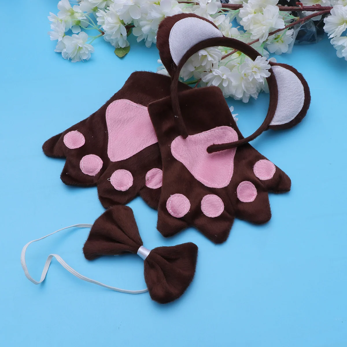 5pcs in 1 Set Creative Animal Monkey Cosplay Costume Headband Bow Tie Paws Gloves Tail Mesh Skirt Kids Performance Stage Hal