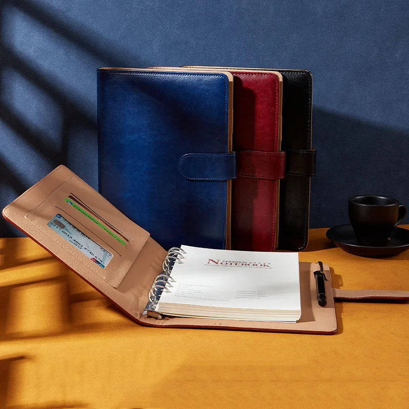 

Leather Cover Business Loose-leaf Notebook Wholesale a5 Notebook Set Customized Loose-leaf Diary Book