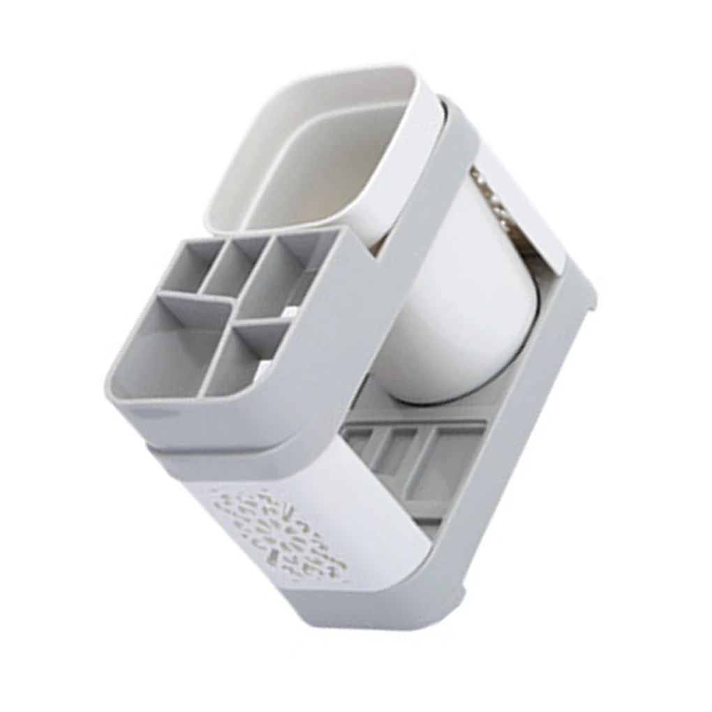 

Toothpaste Holder Stand Set Toothbrush Storage Rack Hollow Ventilating Design Drain Save Space Toilet Bathroom Wash Cup Shelf