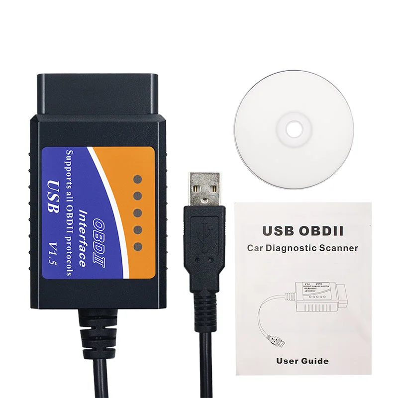 Инструмент для сканирования кодов OBD2 USB ELM327 V1.5 Поддержка протоколов ELM 327