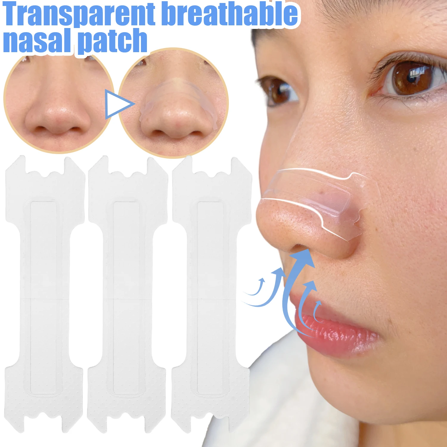 100 шт. прозрачные дыхательные полоски для носа против храпа простой в