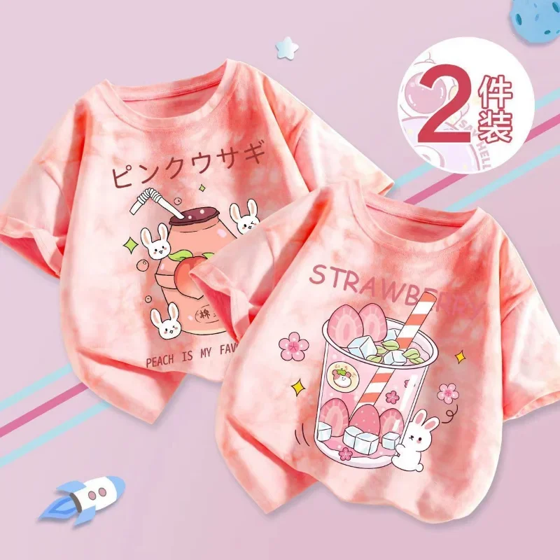 Милый Летний костюм для девочек 2023 футболка из 100% хлопка с рисунком галстука и