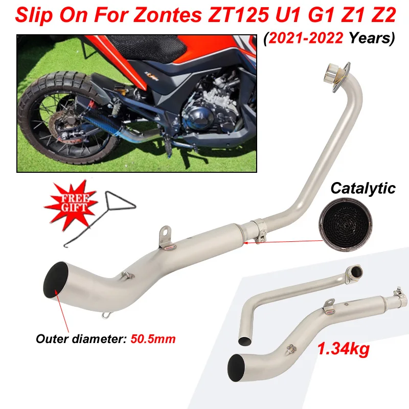 Motorcycle Exhaust System Modify With Catalyst Front Mid Link Pipe For Zontes ZT125 U1 G1 Z1 Z2 2021 2022 Moto Escape Tube U1